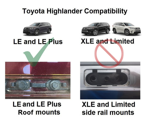 BrightLines Roof Rack Crossbars Ski Rack Combo Compatible for 2014-2019 Toyota Highlander LE LE Plus (Up to 6 pairs of Skis or 4 Snowboards)