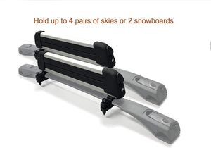 BrightLines Aero Roof Rack Crossbars Ski Rack Combo Compatible with Volkswagen Tiguan 2018-2024 and 2022-2024 Taos (Up to 4 pairs skis or 2 snowboards)