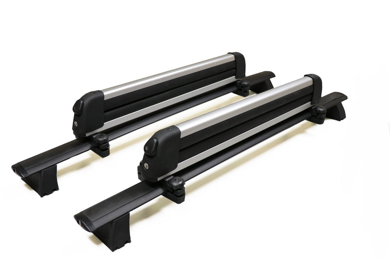 BrightLines Roof Rack Crossbars and Ski Rack Combo Replacement for Jeep Grand Cherokee 2011-2021 with Grooved Metal Roof Side Rails (Up to 6 pairs Skis or 4 Snowboards)