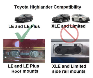 BrightLines Roof Rack Crossbars Ski Rack Combo Compatible for 2014-2019 Toyota Highlander LE LE Plus