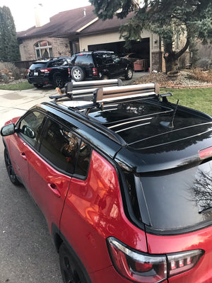 BRIGHTLINES All Metal Crossbars Roof Ski Rack Combo Compatible with 2021-2024 Jeep Grand Cherokee L 3-Row & 2022-2024 Jeep Grand Cherokee 2-Row (Up to 6 pairs Skis or 4 Snowboards) - Exclusive from ASG Auto Sports
