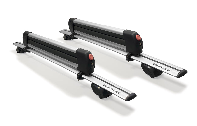 BrightLines Premium Universal Crossbars Roof Racks and Ski Rack Combo Compatible with Raised Roof Side Rails (Up to 4 Pairs of Skis or 2 Snowboards)