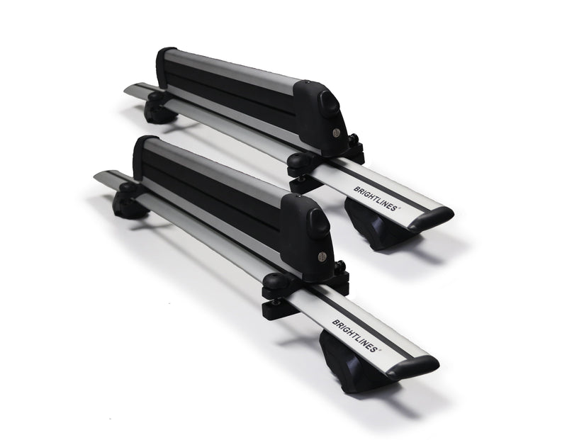 BrightLines Premium Universal Crossbars Roof Racks and Ski Rack Combo Compatible with Raised Roof Side Rails (Up to 6 Pairs of Skis or 4 Snowboards)