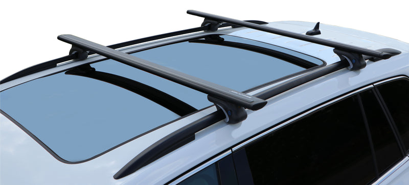 BrightLines All Black Heavy Duty 220 lbs Wing Shaped Universal Crossbars Roof Racks & Double Folding Kayak Roof Rack Carrier Combo That Holds a Pair of Kayaks, or One Canoe or SUPs Paddleboards