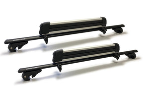 BRIGHTLINES 53" All Black Lockable Universal Cross Bars Roof Racks & Silver Ski Racks Combo Capable of Holding up to 6 Pairs of Skis or 4 Pairs of Snowboards
