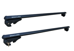 BRIGHTLINES 53" All Black Lockable Universal Cross Bars Roof Racks & Silver Ski Racks Combo Capable of Holding up to 4 Pairs of Skis or 2 Pairs of Snowboards