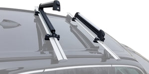 BRIGHTLINES 53" All Black Lockable Universal Cross Bars Roof Racks & Silver Ski Racks Combo Capable of Holding up to 6 Pairs of Skis or 4 Pairs of Snowboards
