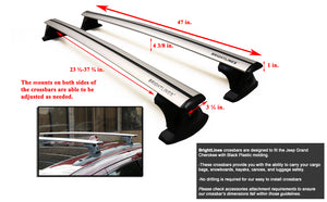 BrightLines Roof Rack Crossbars and Ski Rack Combo Compatible with 2011-2021 Jeep Grand Cherokee with Roof Black Moldings (Up to 4 Skis or 2 Snowboards)