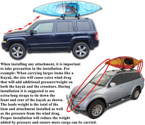 BrightLines Lockable Steel Roof Rack Crossbars Kayak Rack Combo Compatible with Nissan Murano 2003-2014