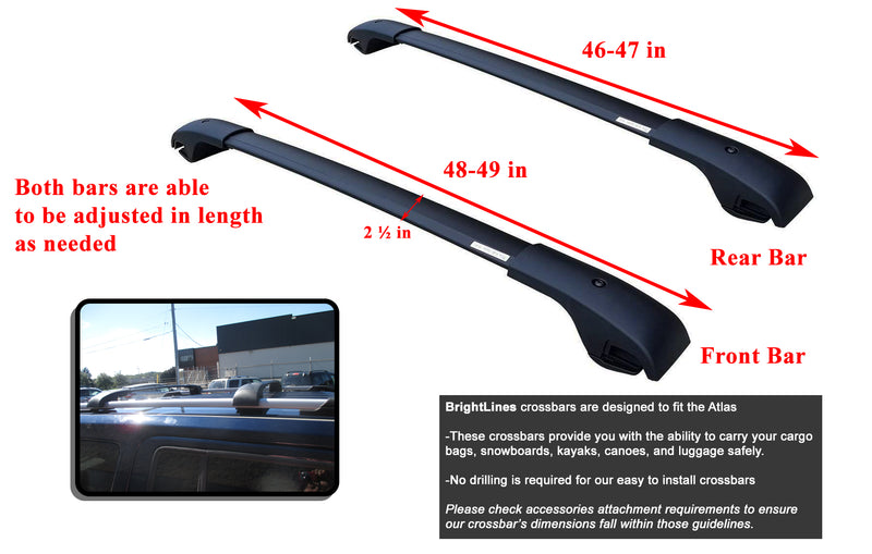 BrightLines Aero Roof Rack Crossbars Compatible with Volkswagen Atlas 2017-2024