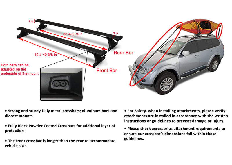 BrightLines Roof Rack Crossbars Kayak Rack Combo Compatible with Jeep Compass  2018-2025