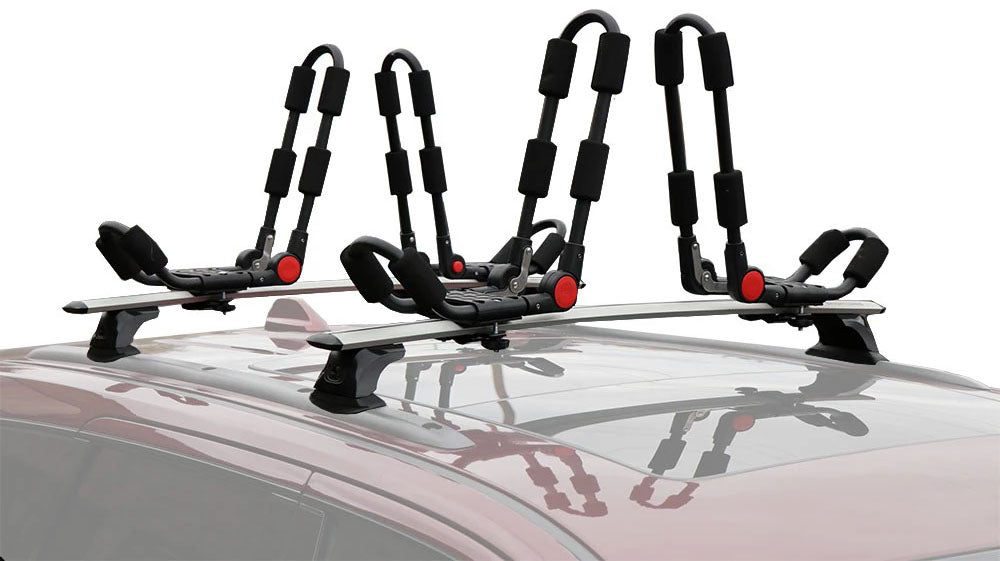 BrightLines Jeep Grand Cherokee Roof Rack Crossbars and 2 sets of Kayak Racks Combo 2011-2020 with Black Plastic Moldings - ASG AUTO SPORTS