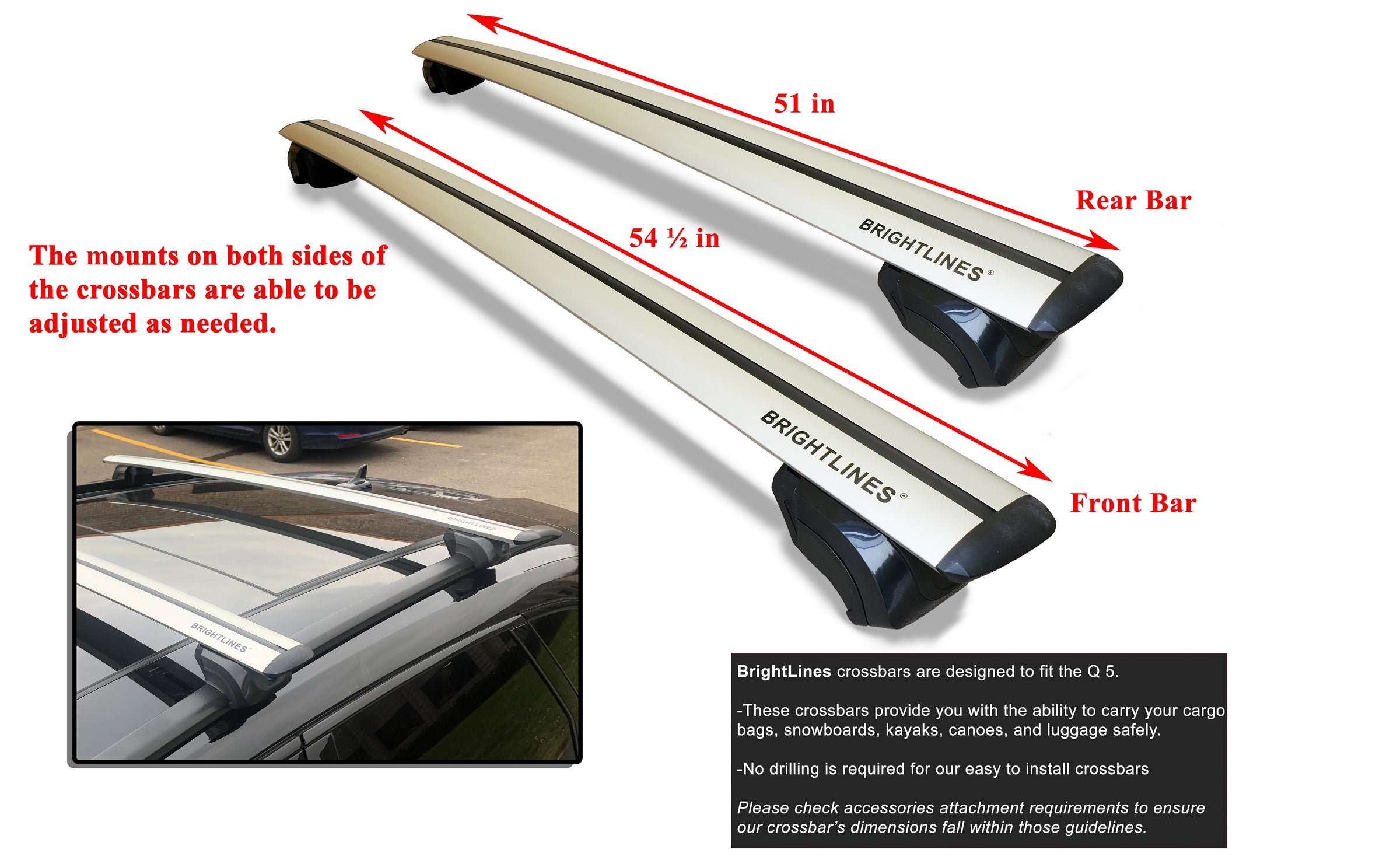 BRIGHTLINES Roof Racks Cross Bars Compatible For 2018-2024 Volvo