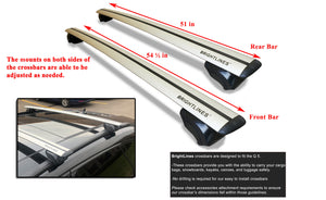 BRIGHTLINES Heavy Duty Anti-Theft Premium Aluminum Roof Bars Roof Rack Crossbars Compatible with 2009-2023 Audi Q5 - Exclusive From ASG Auto Sports