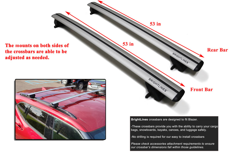 BRIGHTLINES Roof Rack Cross Bars Ski Rack Combo Compatible with Chevy Blazer 2019-2024 (Up to 4 Skis or 2 Snowboards)