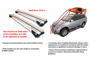 BRIGHTLINES Heavy Duty Anti-Theft Premium Aluminum Crossbars Roof Racks Compatible with Kia Sorento 2021-2023 for Kayak Luggage Ski Bike Carrier (NOT for Panoramic sunroof) - Exclusive from ASG Auto Sports