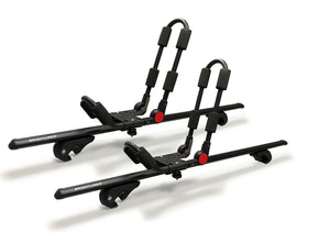 BRIGHTLINES 53" All Black Lockable Universal Cross Bars Roof Racks & One Pair Foldable Kayak Racks for Kayaks, Canoe, SUP