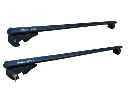 BRIGHTLINES 53" All Black Lockable Universal Cross Bars Roof Racks & Double Folding Kayak Roof Rack Combo Carrier That Holds a Pair of Kayaks, or One Canoe or SUPs Paddleboards