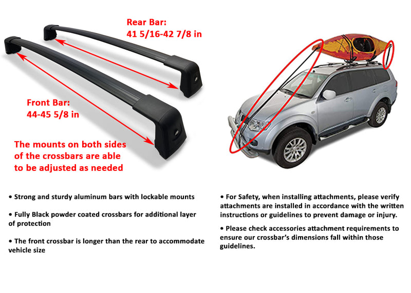 BRIGHTLINES Heavy Duty Anti-Theft Crossbars Roof Racks Compatible with 2020-2024 Ford Escape for Kayak Luggage Ski Bike Carrier ( Including Models with panoramic sunroof) - Exclusive from ASG Auto Sports