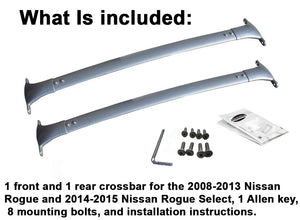 BrightLines Roof Rack Crossbars Replacement for Nissan Rogue Select 2014-2015 - ASG AUTO SPORTS